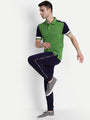 Premium Green & Navy Cotton Striped Half Sleeve Polo