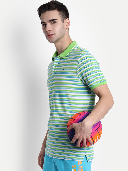 Premium Cotton Striped Half Sleeve Polo