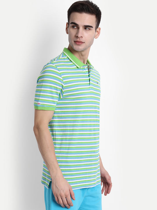 Premium Cotton Striped Half Sleeve Polo