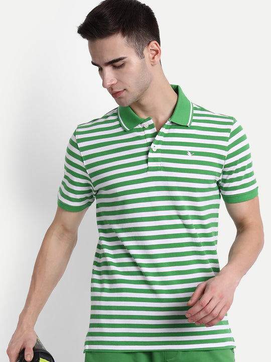 Green Polo Half Sleeve Cotton-Rich T-Shirt