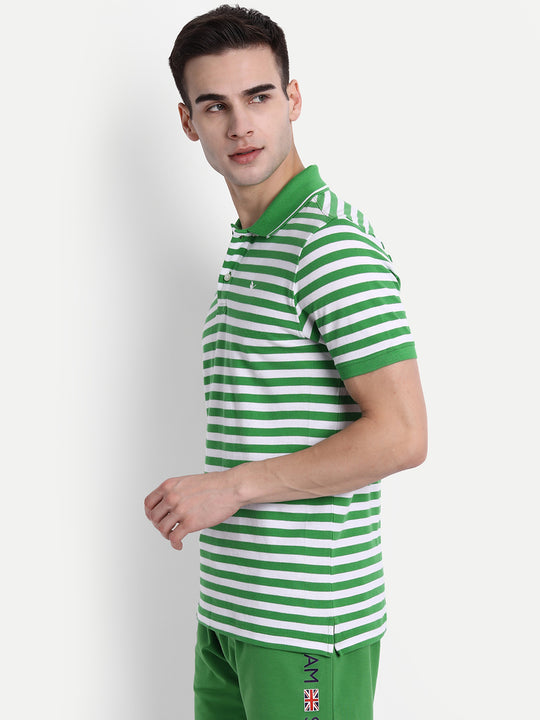 Green Polo Half Sleeve Cotton-Rich T-Shirt