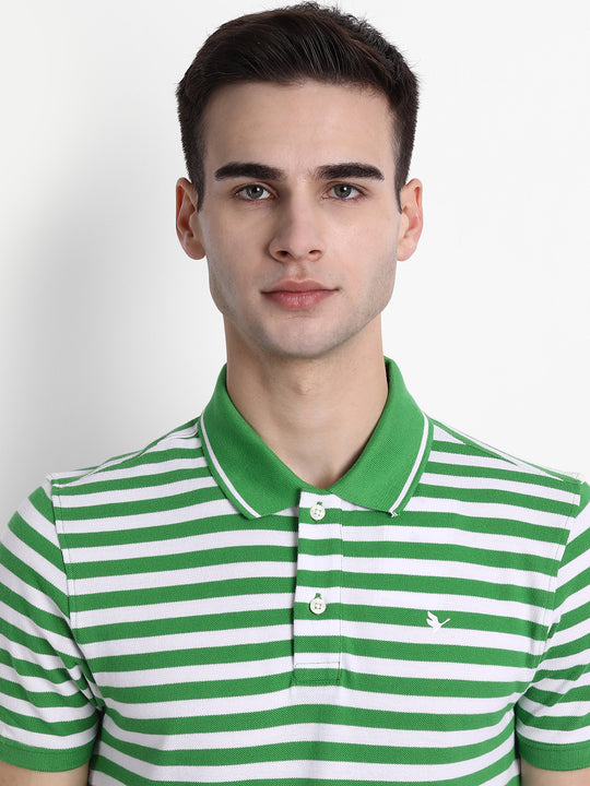 Green Polo Half Sleeve Cotton-Rich T-Shirt