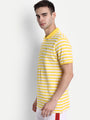 Premium Yellow Cotton Striped Half Sleeve Polo