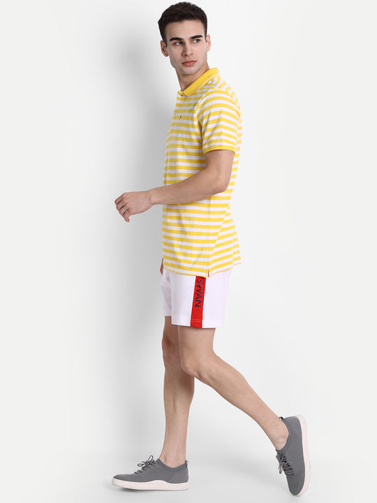 Premium Yellow Cotton Striped Half Sleeve Polo