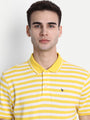 Premium Yellow Cotton Striped Half Sleeve Polo