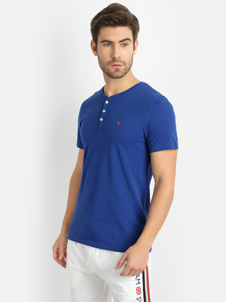 MENS PREMIUM COTTON HALF SLEEVE HENLEY T-SHIRTS