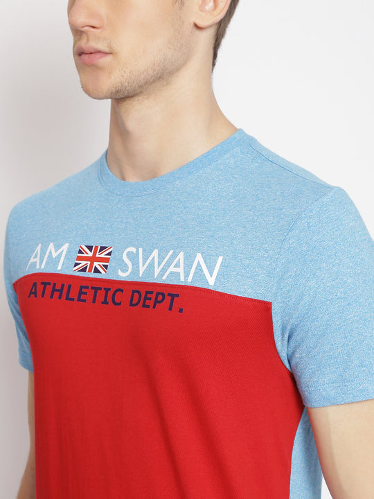 MENS PREMIUM COTTON COLOURBLOCK PRINTED HALF SLEEVE CREW NECK T-SHIRTS