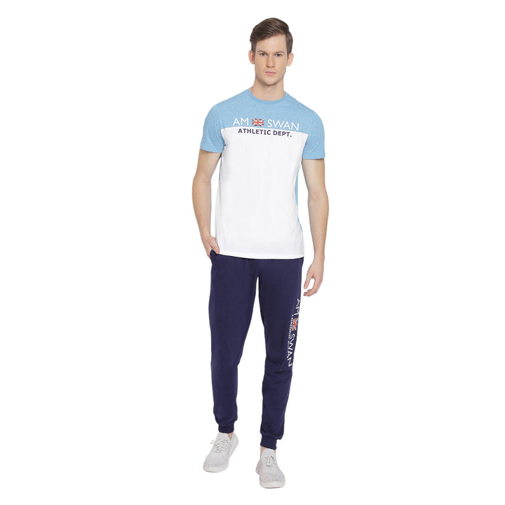 Mens Premium Cotton Colourblock Printed Half Sleeve Crew Neck T-Shirts