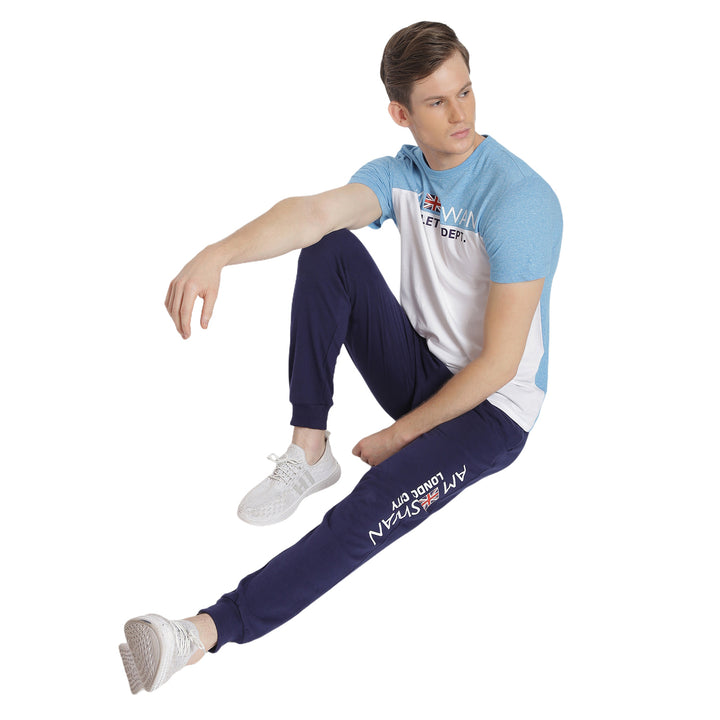 Mens Premium Cotton Colourblock Printed Half Sleeve Crew Neck T-Shirts