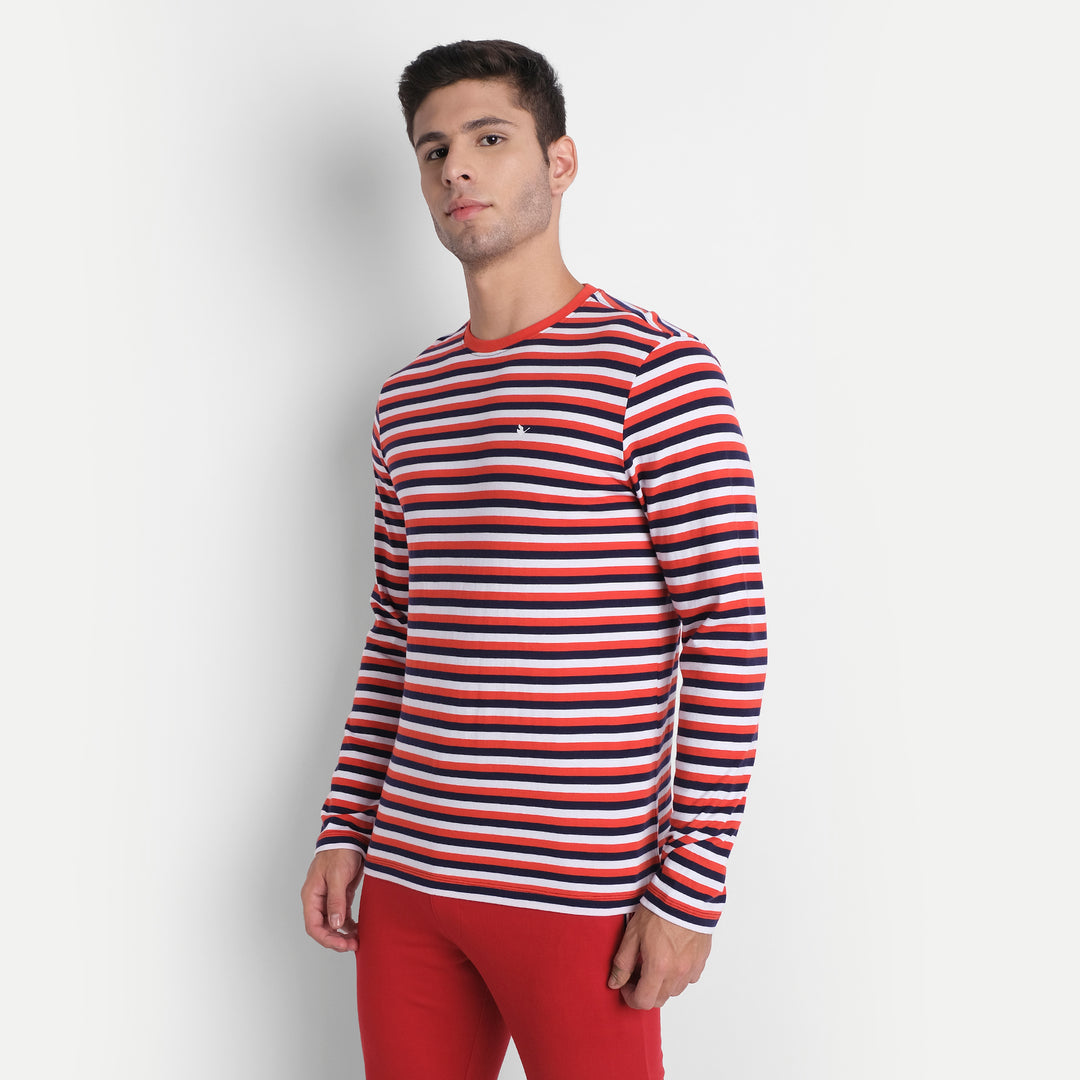 Premium Cotton Striped Full Sleeve Crew Neck T-Shirts