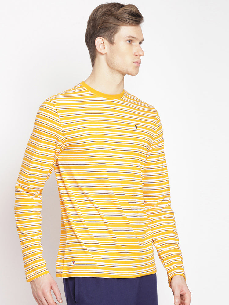 MENS PREMIUM COTTON STRIPED FULL SLEEVE CREW NECK T-SHIRTS