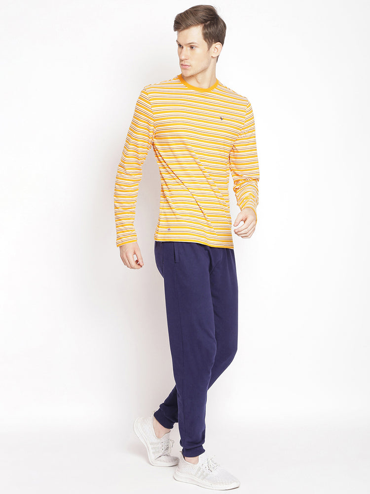 MENS PREMIUM COTTON STRIPED FULL SLEEVE CREW NECK T-SHIRTS