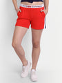 WOMENS PREMIUM RED COTTON LYCRA SMART FIT SHORTS