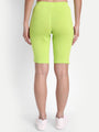 WOMENS PREMIUM GREEN & WHITE COTTON LYCRA SMART FIT SHORTS
