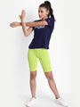 WOMENS PREMIUM GREEN & WHITE COTTON LYCRA SMART FIT SHORTS
