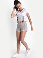 WOMENS GREY POLY COTTON LYCRA SMART FIT SHORTS