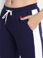Womens Premium Cotton Printed Colourblocked Track Pants