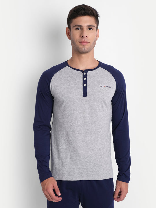 MENS PREMIUM COTTON PRINTED FULL SLEEVE HENLEY T-SHIRTS