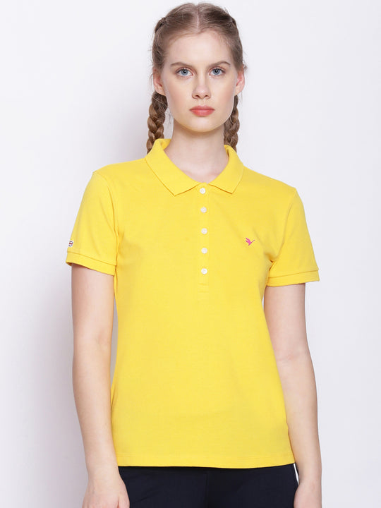 WOMENS PREMIUM COTTON SOLID HALF SLEEVE POLO T-SHIRTS