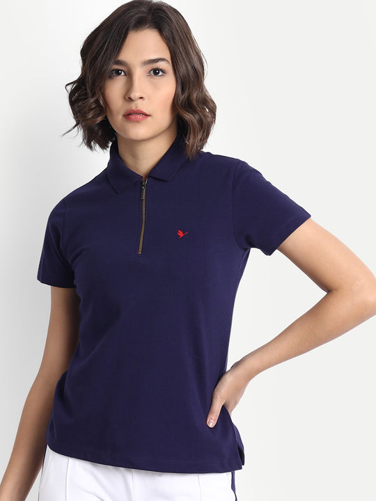 Women'S Smart Fit Half Sleeve Polo T-Shirt Premium Cotton Lycra