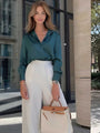 Modal Satin Shirt for Women  Deep Teal