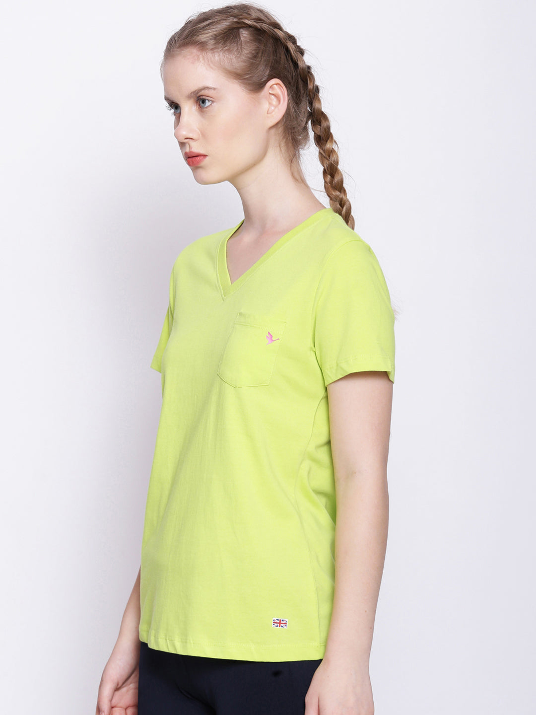 Womens Premium Cotton Solid V- Neck Half Sleeve T-Shirts
