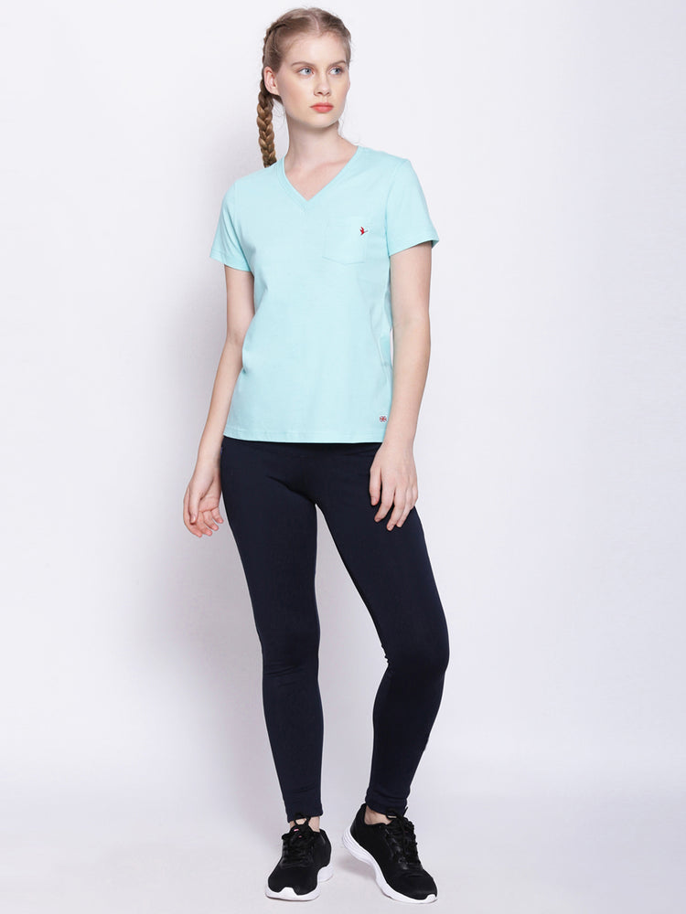 Womens Premium Cotton Solid V- Neck Half Sleeve T-Shirts
