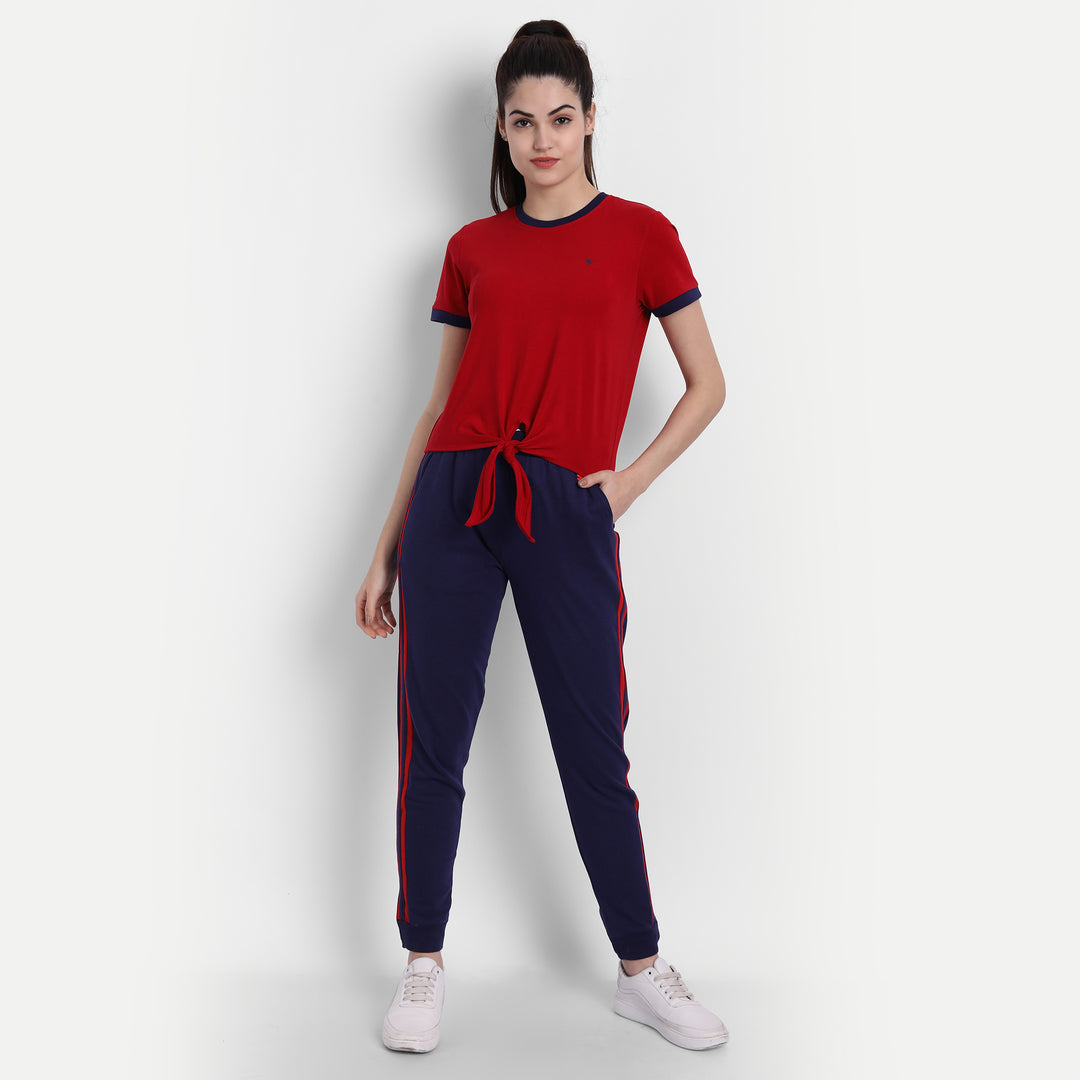 Womens Premium Cotton Stripe Half Sleeve Knotted T-Shirts