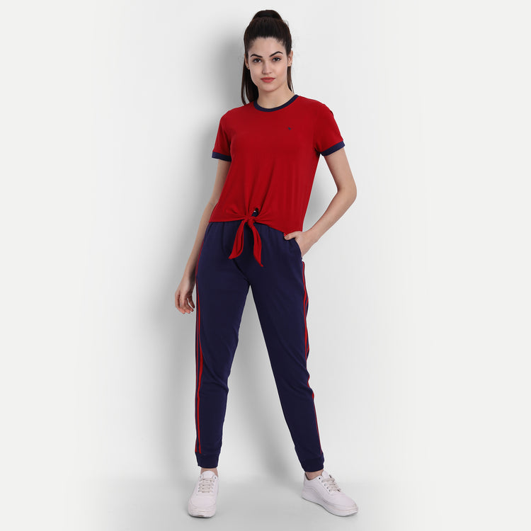 Womens Premium Cotton Stripe Half Sleeve Knotted T-Shirts