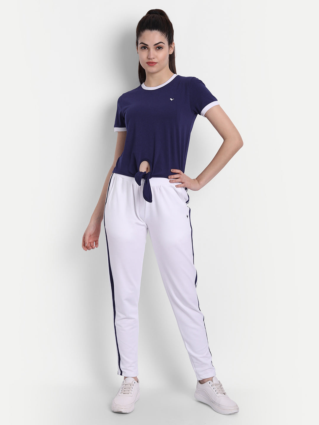 Women'S Premium Cotton Stripe Half Sleeve Knotted T-Shirts