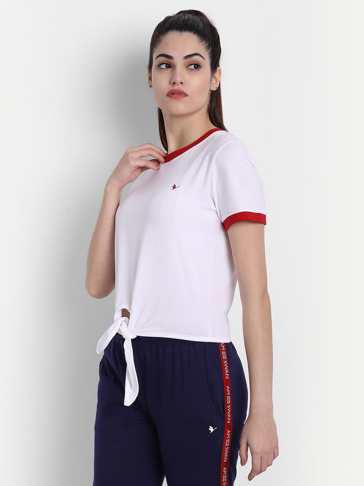 Womens Premium Cotton Stripe Half Sleeve Knotted T-Shirts