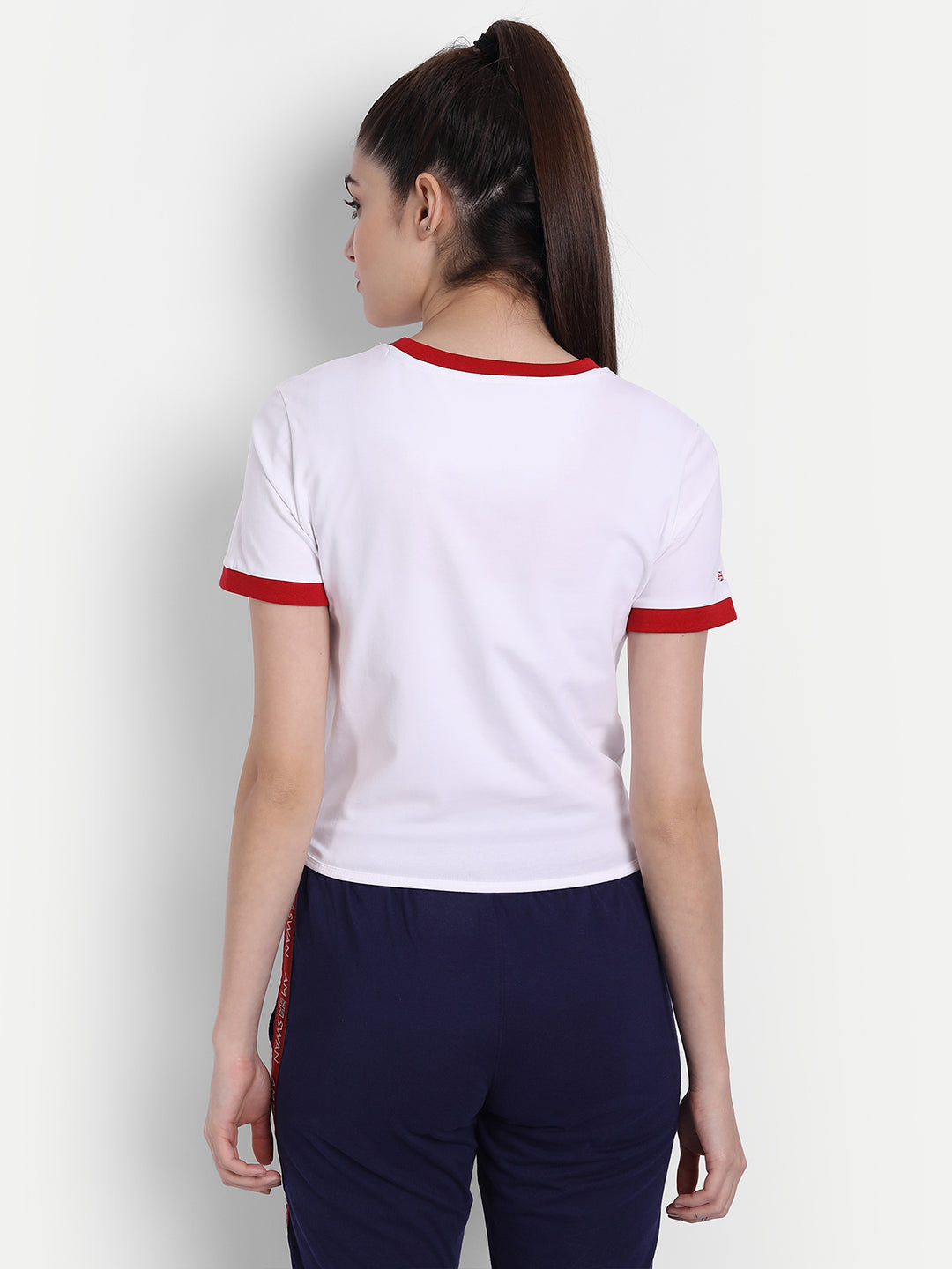 Womens Premium Cotton Stripe Half Sleeve Knotted T-Shirts