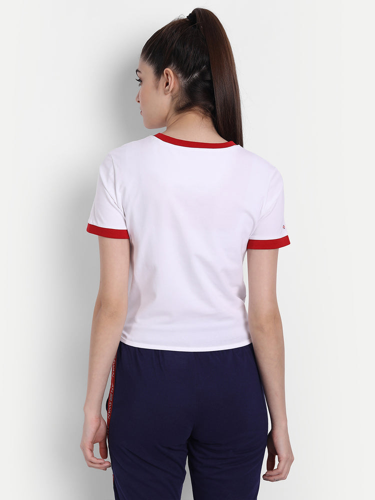 Womens Premium Cotton Stripe Half Sleeve Knotted T-Shirts