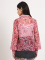 Women'S Premium Chiffon Multicolour Regular Length Straight Hem Digital Print Shirt