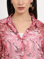 Women'S Premium Chiffon Multicolour Regular Length Straight Hem Digital Print Shirt