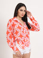 Women'S Luxury Cambric Multicolour Regular Length Straight Hem Digital Print Shirt