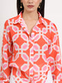 Women'S Luxury Cambric Multicolour Regular Length Straight Hem Digital Print Shirt