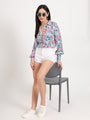 Women'S Luxury Satin Multicolour Regular Length Straight Hem Digital Print Shirt