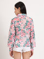 Women'S Luxury Cambric Multicolour Regular Length Straight Hem Digital Print Shirt
