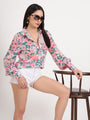 Women'S Luxury Cambric Multicolour Regular Length Straight Hem Digital Print Shirt