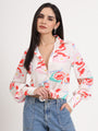 Women'S Premium American Crepe Multicolour Regular Length Straight Hem Digital Print Shirt