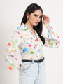 Women'S Premium Micro Multicolour Regular Length Straight Hem Digital Print Shirt