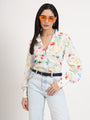 Women'S Premium Micro Multicolour Regular Length Straight Hem Digital Print Shirt
