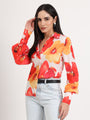 Women'S Premium American Crepe Multicolour Regular Length Straight Hem Digital Print Shirt