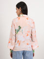 Women'S Luxury Satin Multicolour Regular Length Straight Hem Digital Print Shirt