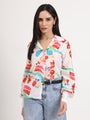 Women'S Premium Micro Multicolour Regular Length Straight Hem Digital Print Shirt