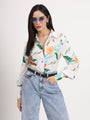 Women'S Premium Micro Multicolour Regular Length Straight Hem Digital Print Shirt