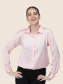 Women'S Premium Soft Pink Regular Fit Solid Satin Shirt
