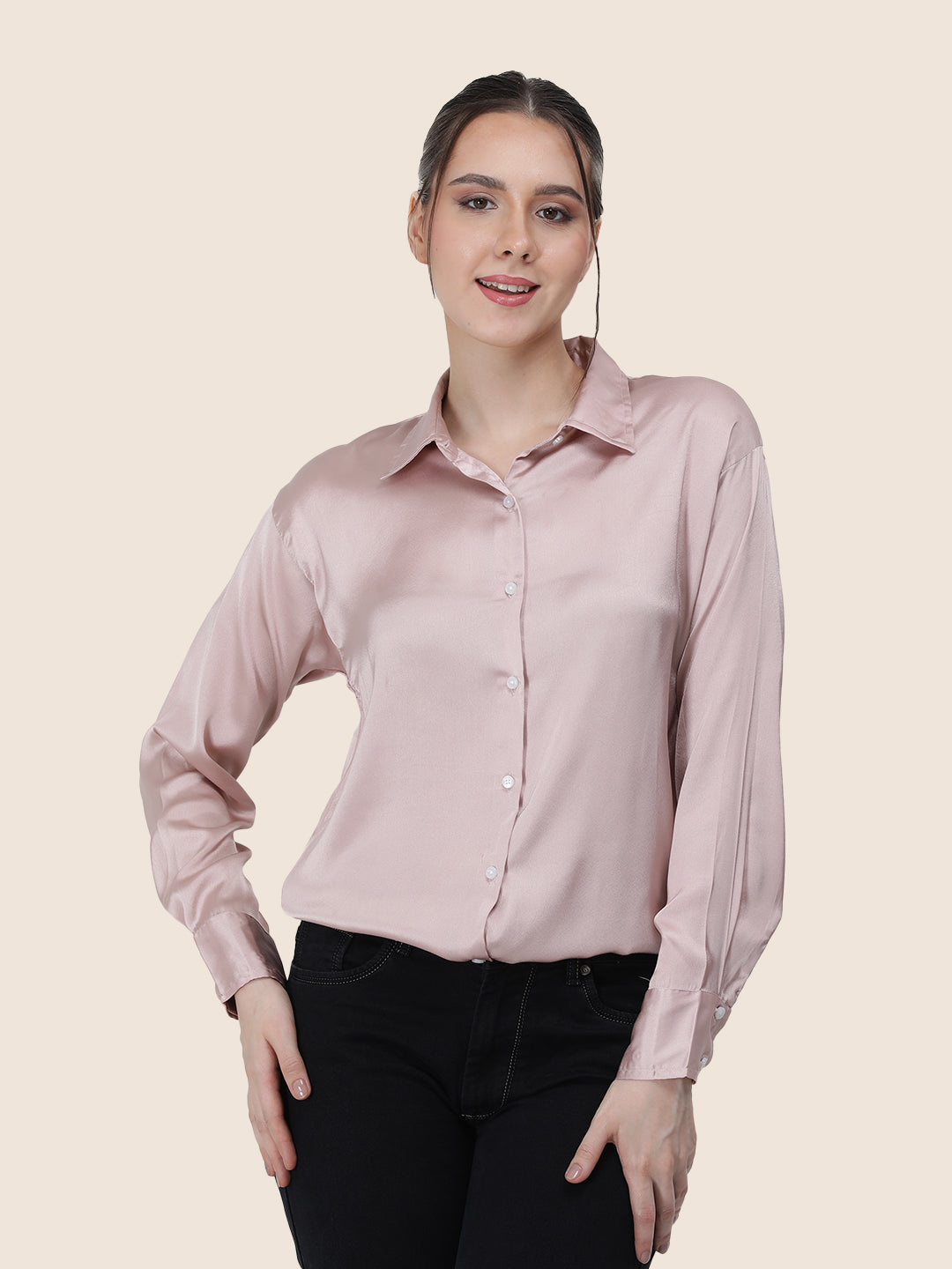 Women'S Premium Thistle Regular Fit Solid Satin Shirt