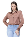 Women'S Premium Brown Sugar Regular Fit Solid Satin Shirt
